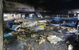 Patamans Halle nach dem Brand gestern, Quelle: Facebook Gerrit Hotzel